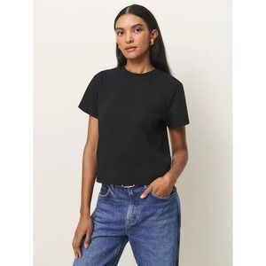Reformation Black Crew Neck Short Sleeve Basic Staple T Shirt Size M